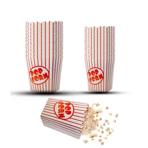 50 Pack Red and White Vintage Individual Popcorn Boxes Containers for Movie Night Concession Carnival Party Snack Supplies