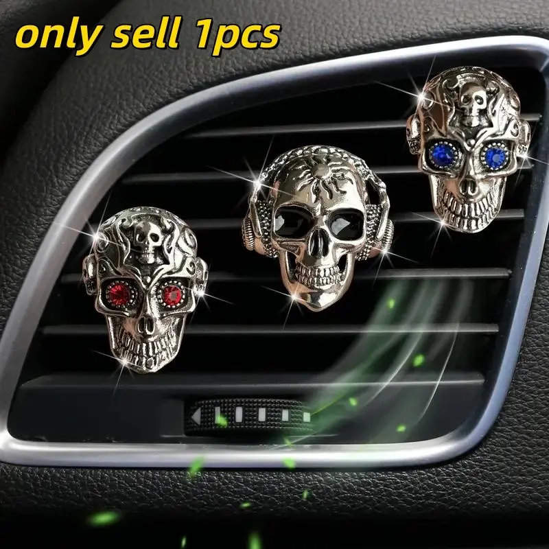 Vintage Skull Car Air Freshener Clip, Halloween Ghost Car Vent Decor, Car Vent Accessories, Spooky Car Accessory, Holiday Gift, Car Fragrance, Random Eye Color