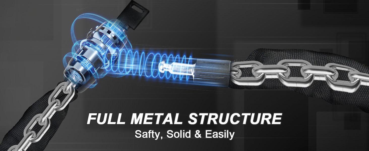 BASIC SUPPLY Bike Chain Lock, Heavy Duty Anti-Theft Bicycle Chain Lock, 2.72 Ft Security Bike Locks with 3 Keys, Waterproof Lock Chain for Bike, Bicycle, Scooter, Motorcycle, Door, Gate, Fence