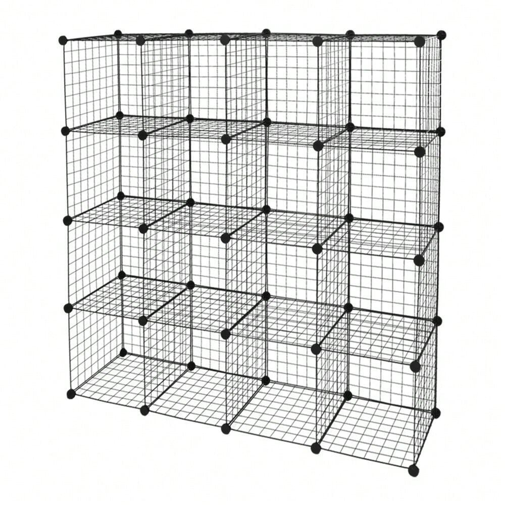 outstanding quality  1pc 16 Wire Cube Storage Origami Shees Metal Grid Multifunction Sheing Unit Modular Cubbies Organizer Bookcase