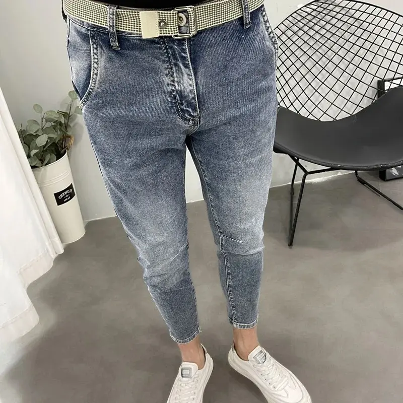 New Arrival Summer Korean Fashion Men Kpop Designer Clothes Men's Classic Skinny Jeans Light Blue Boyfriend Casual Cowboy Pants