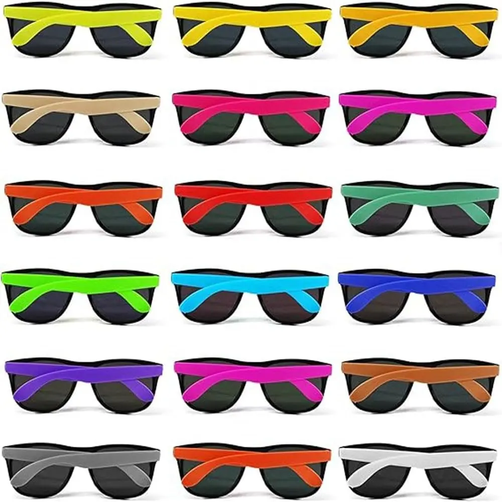 16 Colors Neon Party Sunglasses 16 Pack with Dark Lenses - Retro 80's Style Colorful Novelty Sunglasses Set for Party Favors, Beach, Pool, Outdoor Summer Activity, Goody Bag Fillers