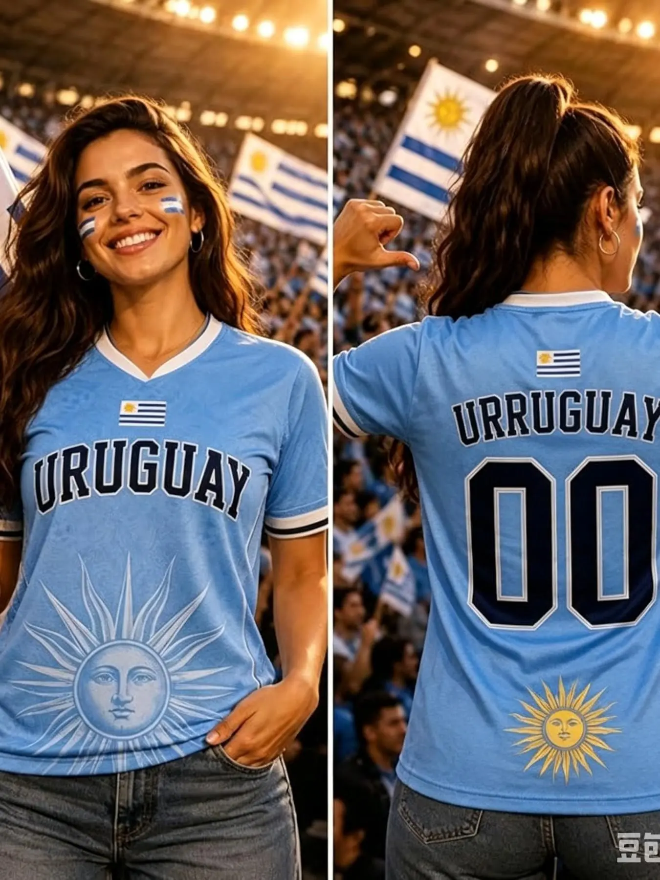 Uruguay Summer Football Fan T-Shirt, Sports Tees, Breathable Unisex Top, Casual Loose-Fit, Short Sleeve, All Seasons, Plain Surface, No Button