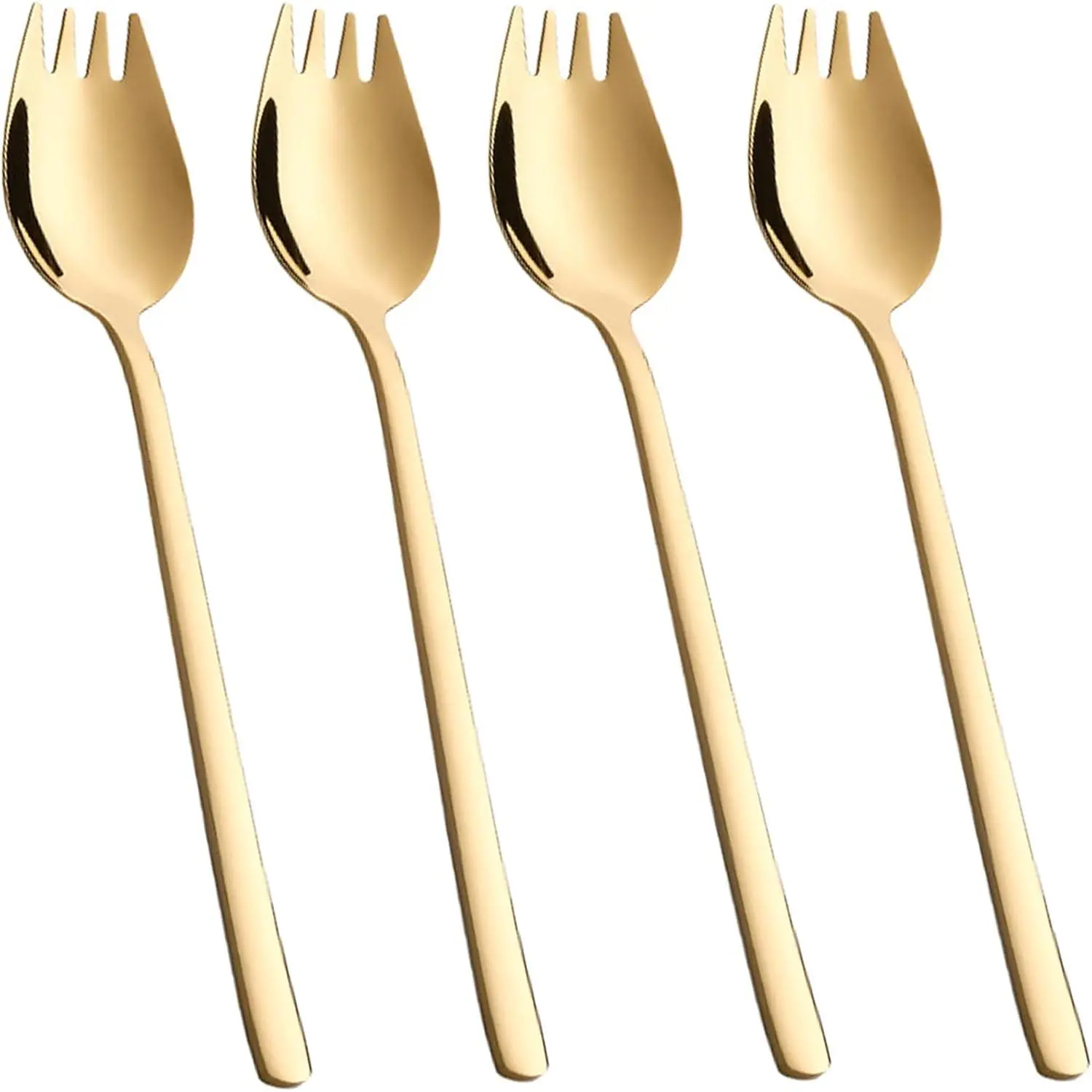 Sporks,4-Pack Salad Forks 18/10 Stainless Steel 7.4 Inches Long Handle Dessert Spoons Ice Cream Spoons Flatware Set  Fruit Appetizer Dessert Forks for Household Use or Camping()