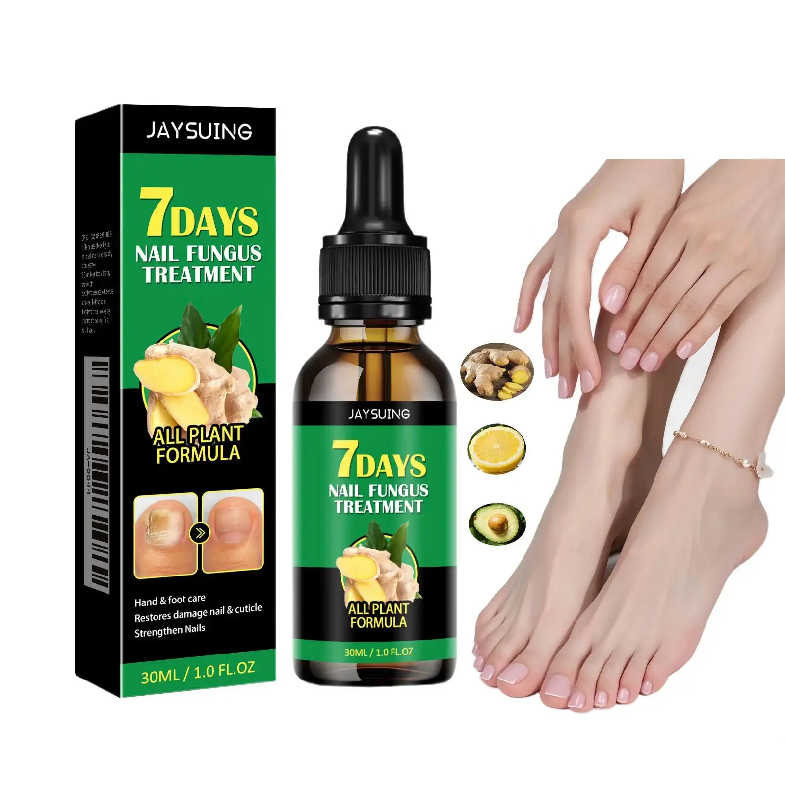 Ginger Nail Care Serum, 7-Day Toenail & Fingernail Treatment Oil, Plant Formula, Cuticle Care Dropper for Daily Nail Care, 30ml