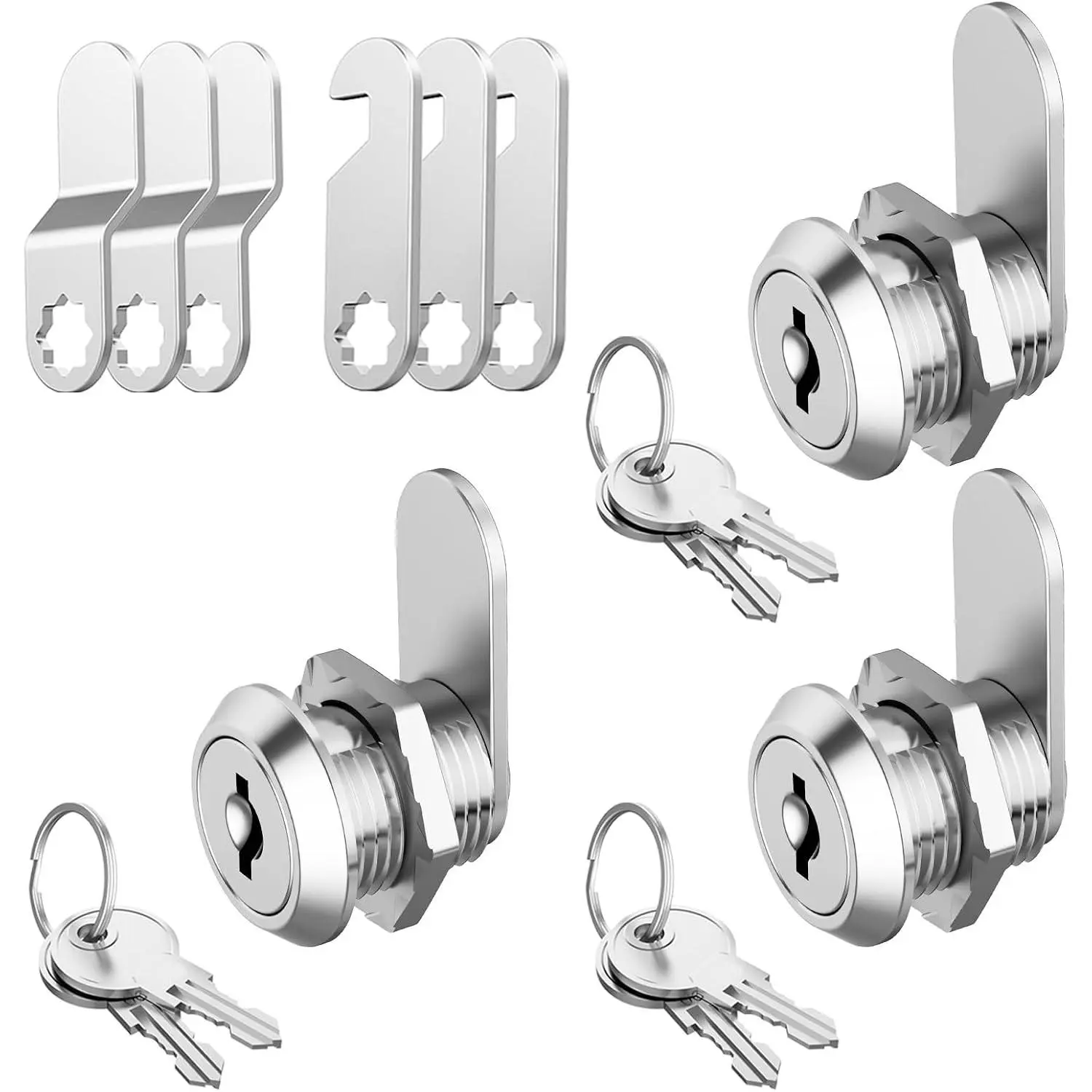 3 Pack Cabinet Locks with Keys, 5/8" Cam Locks Keyed Alike, Cabinet Cam Lock Set for Cabinets Drawer RV Storage Locks Tool Box Lock, Zinc Alloy