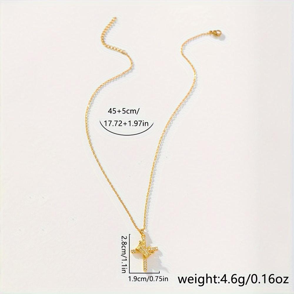 Elegant and sparkling crown cross pendant necklace, inlaid with synthetic zircon, suitable for daily wear and matching, suitable for all seasons, is the best choice for gift giving, designed specifically for teenagers