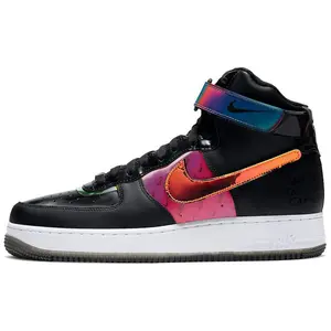 Nike Air Force 1 07 LV8 Good Game Sneakers for Men – High-Top, Rainbow Holographic, Black and Orange Verifiable, with credentials and supporting global authentication