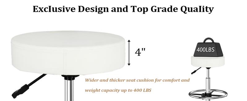 OmySalon Drafting Chair,Ergonomic Office Desk Chair with Back Support,Tall Adjustable Rolling Stool with Footrest & Thick Seat Cushion,Computer Chair for Salon Medical Spa Home Bar Kitchen
