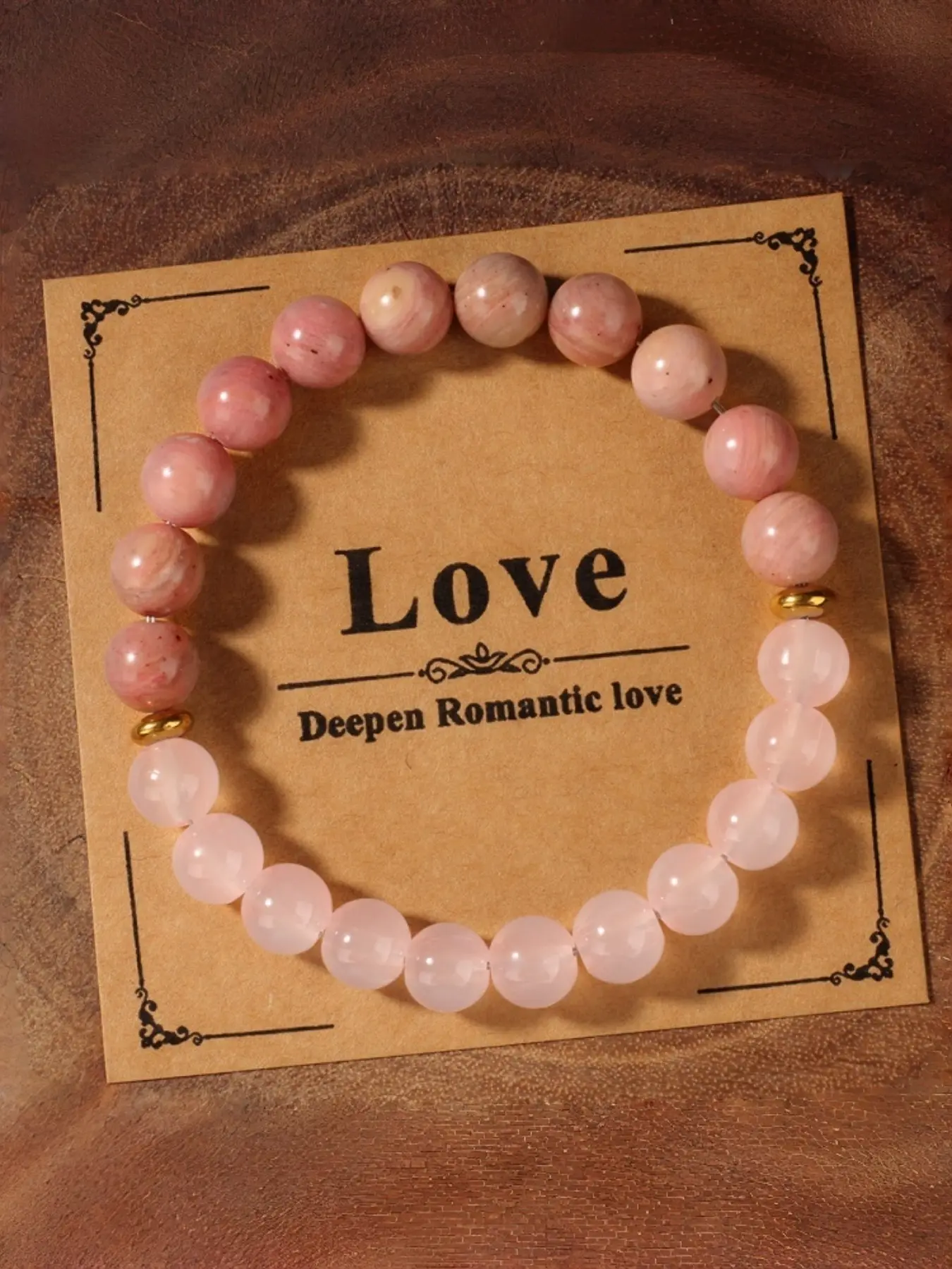Healing Crystal Stretch Bracelet, Wood Pattern Quartz Bead Bracelet, Handmade Bohemian Style, Perfect for Daily Wear, Gift Idea