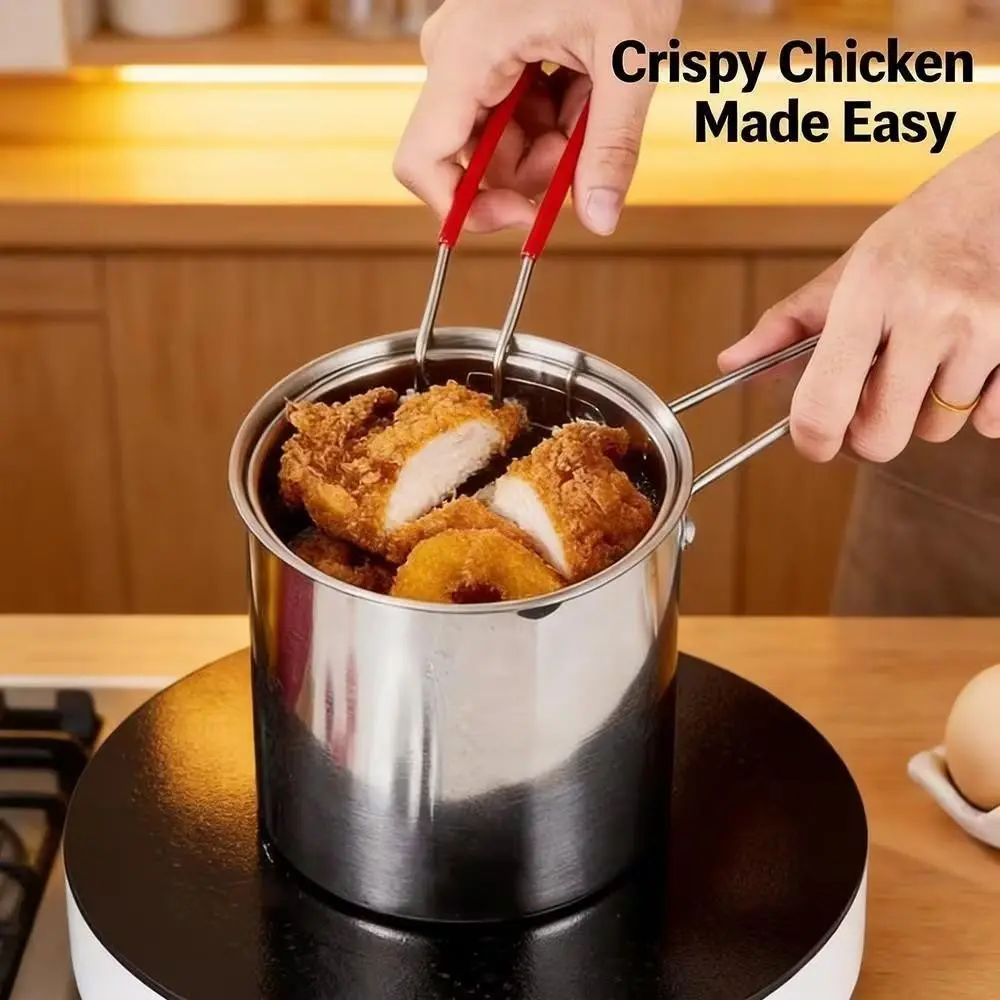 Stainless Steel Deep Fryer with Filter Rack, Compact and Easy to Use, Perfect for Crispy Potato Chips, French Fries, Fish, Chicken