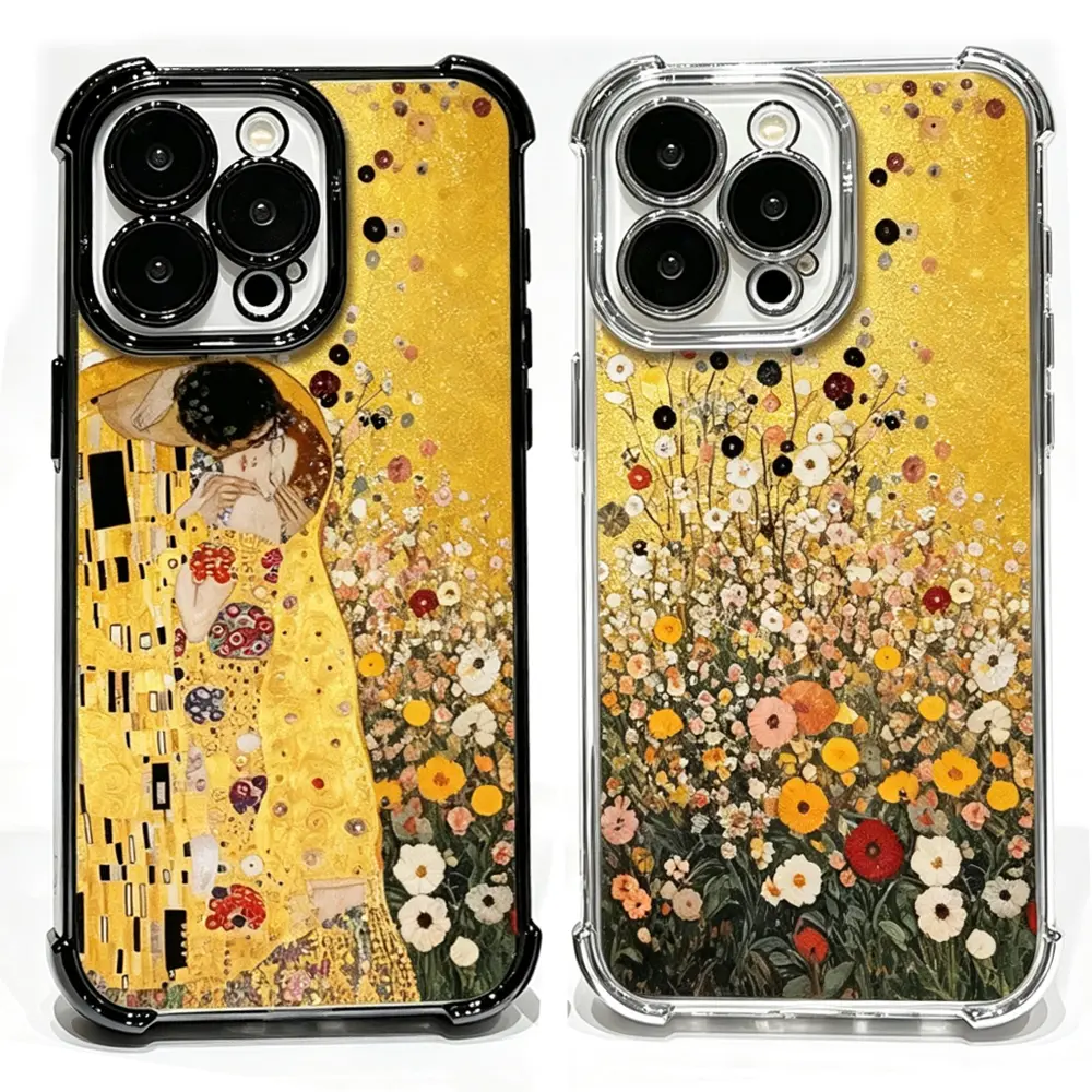 Gustav Klimt 'The Kiss' Art Print Phone Case, Eco-Safe Silicone Phone Accessories with Anti-Fall Protection for iPhone 17 Pro Max/Air, 16 Pro, 15, 14 Plus, 13, 12 & Samsung S23-S26