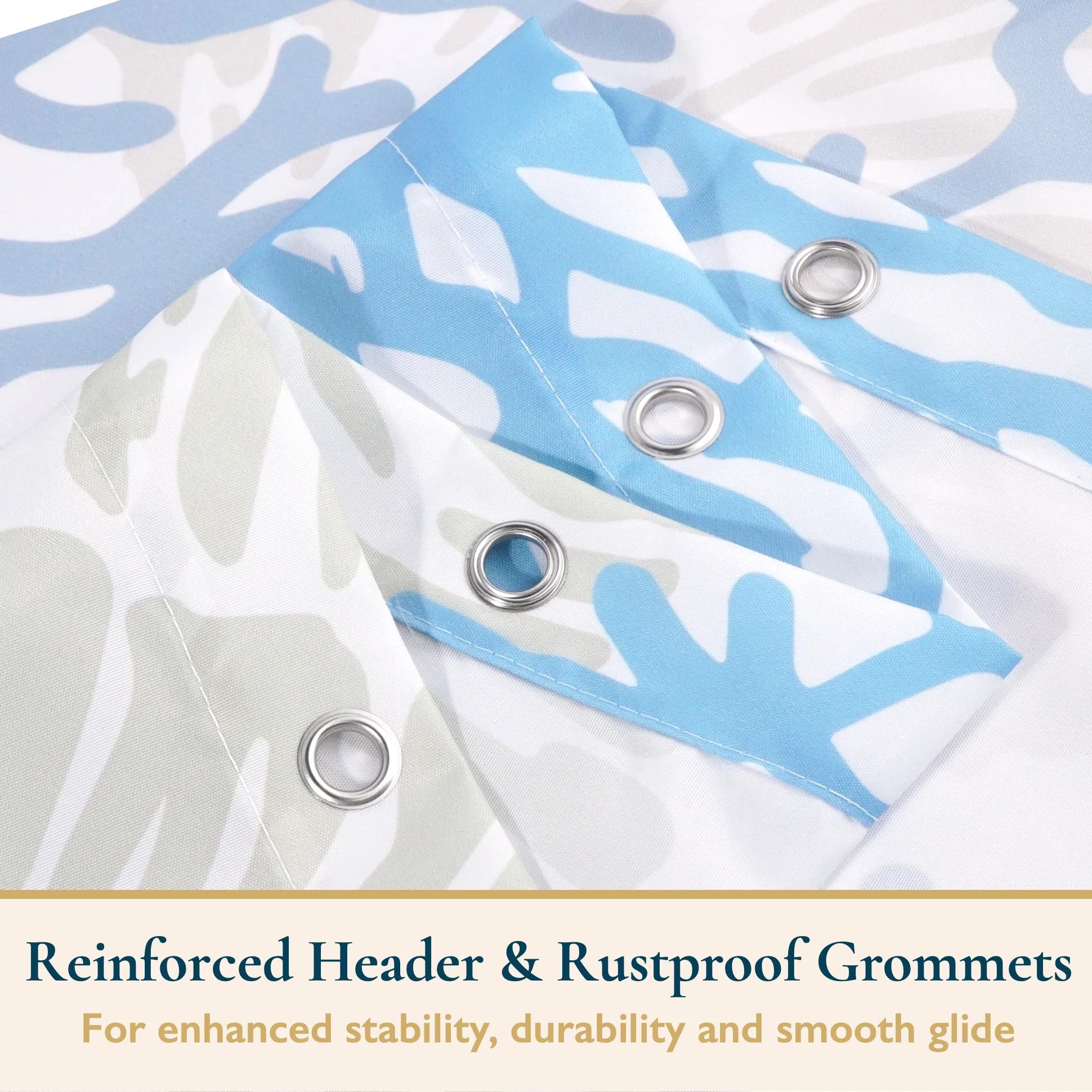 Blue Coastal Shower Curtain with Hooks, 72 x 72 Inch Heavy-Duty Water-Repellent Fabric Bathroom Curtain, Mold and Mildew Resistant, Weighted Hem, Machine Washable Blue Coastal Shower Curtain with Hooks, 72 x 72 Inch Heavy-Duty Water-Repellent Fabric Bathroom Curtain, Mold and Mildew Resistant, Weighted Hem, Machine Washable