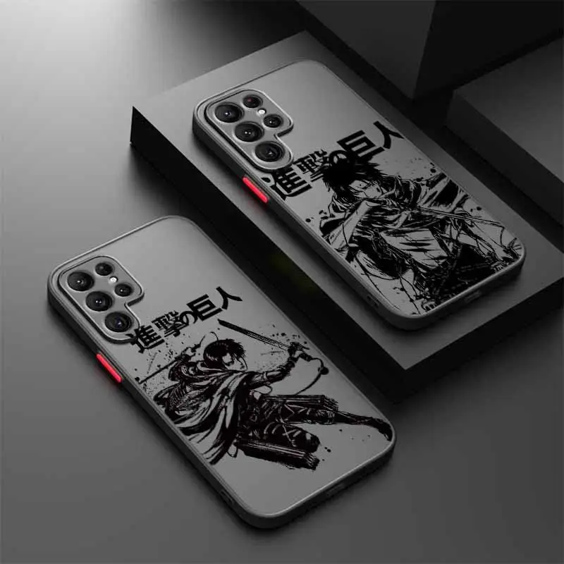Attack On Titan Cool Cover For Samsung S25 S24 S23 S22 S21 S26 FE Ultra Plus For iphone 17 16 15 14 13 12 11 17Air Plus Pro Promax Frosted Translucent Phone Case