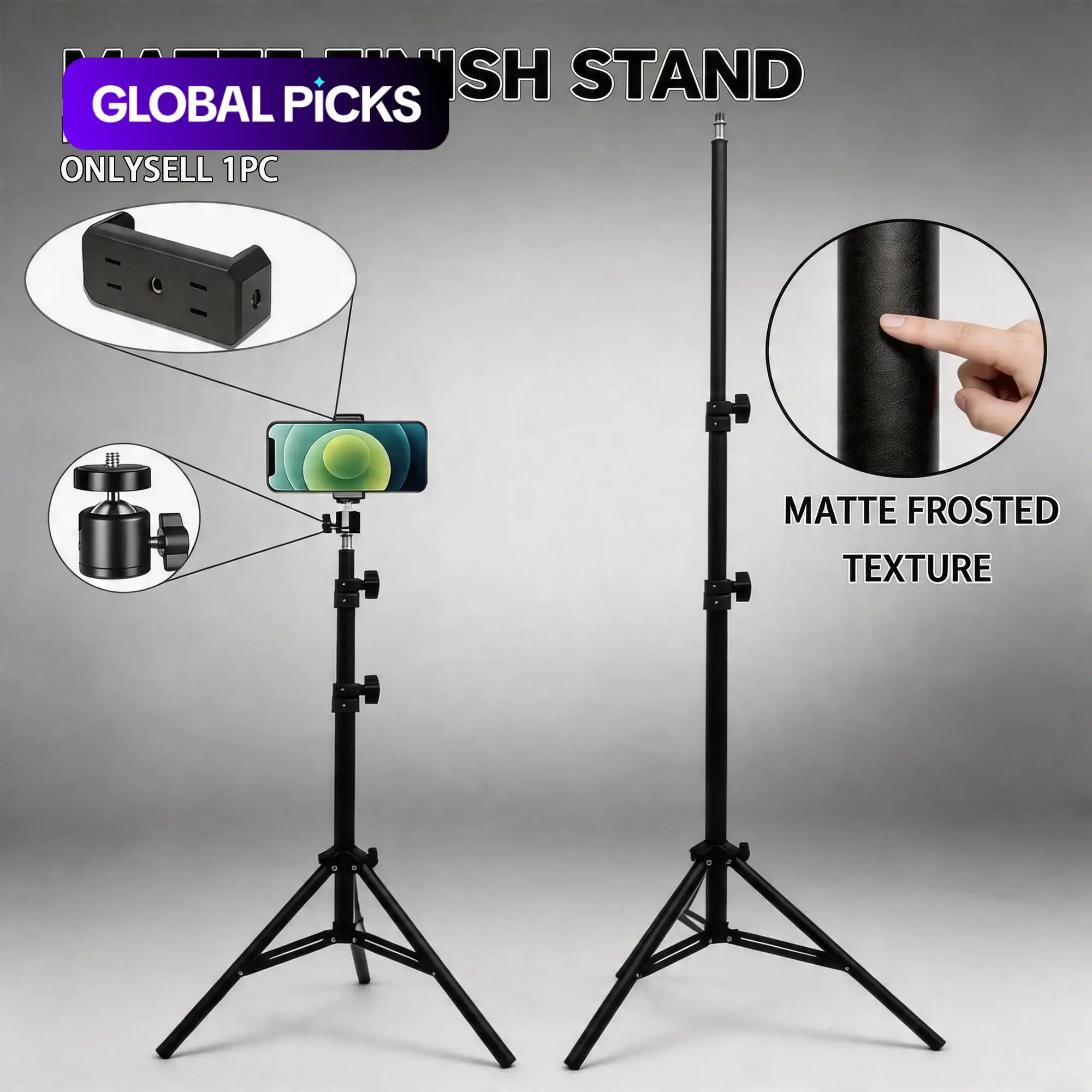 63-Inch Tripod with Foldable Phone Holder, Multifunctional Folding Selfie Stand Tripod for Phone and Camera, Home and Outdoor Use, Smartphone Accessories, Phone Accessories, Mobile Phone Accessory