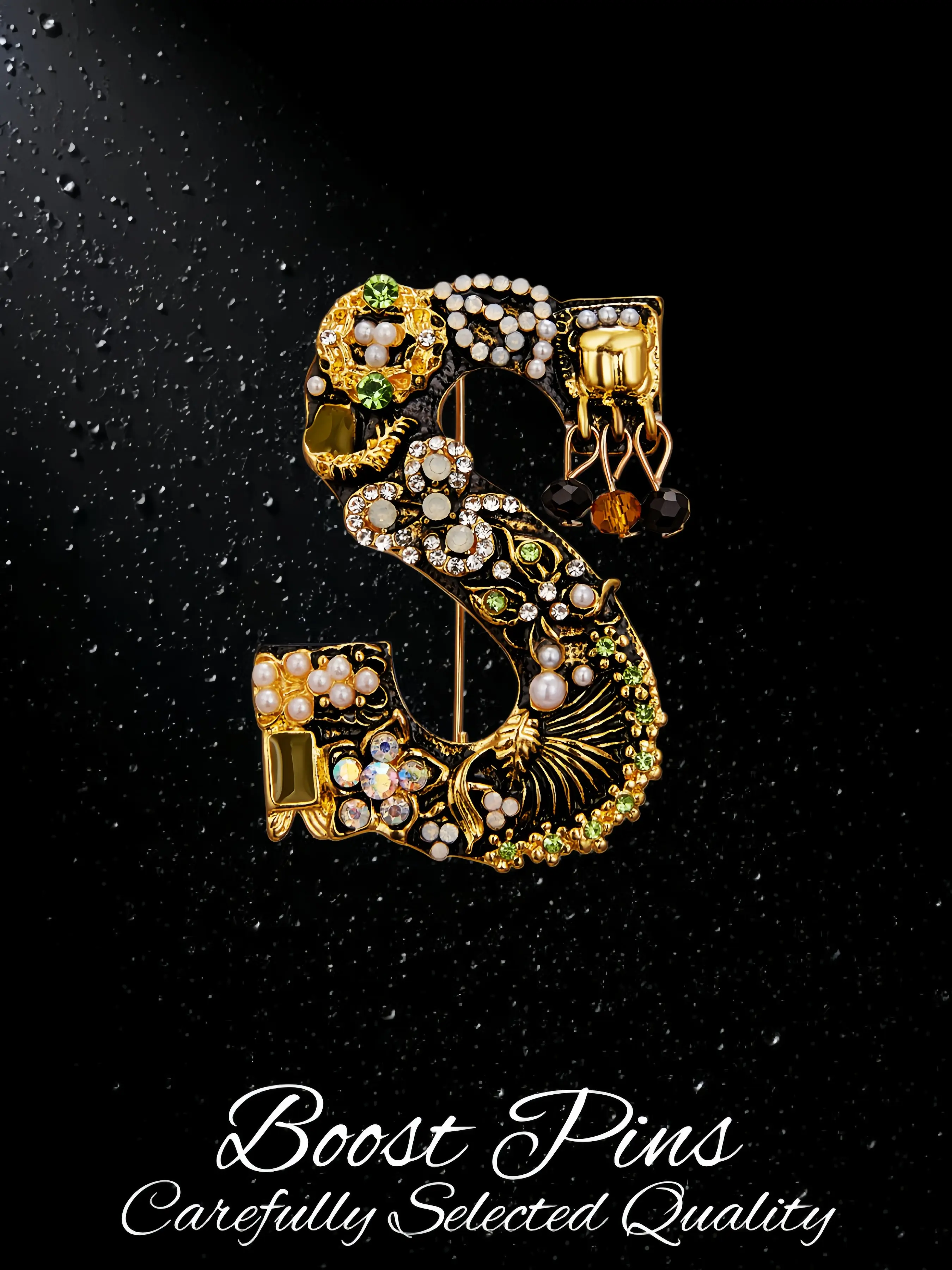 Vintage Fashion Rhinestone Pearl Letter Sparkling Brooch, Elegant All-Seasons Clip-On Pin, Simple Coat Accessory, M/a/d/g/s/e/l Design, Brooch Pins