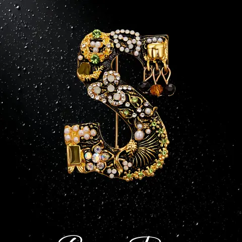 Vintage Fashion Rhinestone Pearl Letter Sparkling Brooch, Elegant All-Seasons Clip-On Pin, Simple Coat Accessory, M/a/d/g/s/e/l Design, Brooch Pins