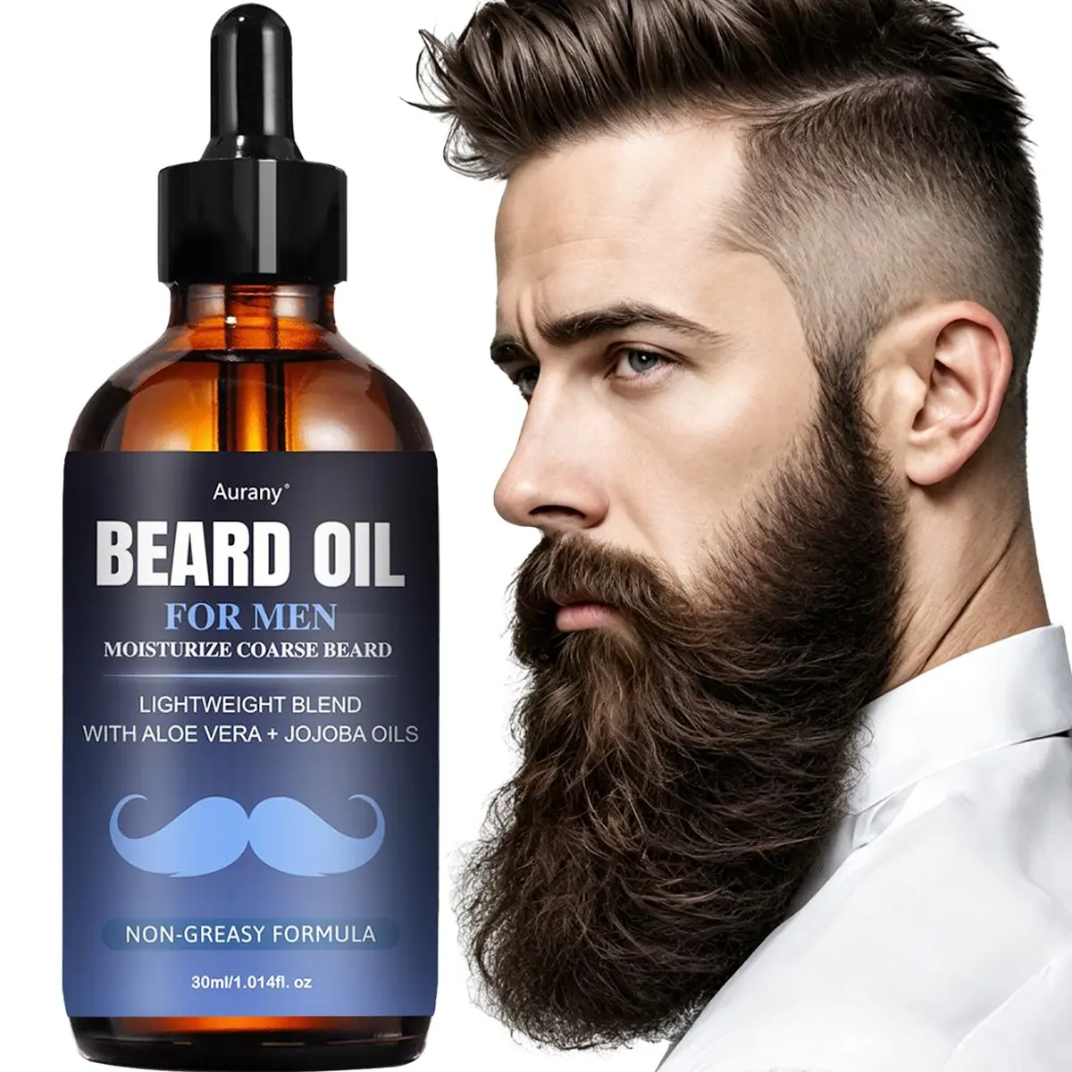 30ML Moisturizing Beard Oil, Moisturizing Formula, Men's Beard Grooming Care Essential Oil, with Jojoba Seed Oil, Smooth, Soften And Nourishing, Super Thoughtful Gift For Boyfriend And Husband