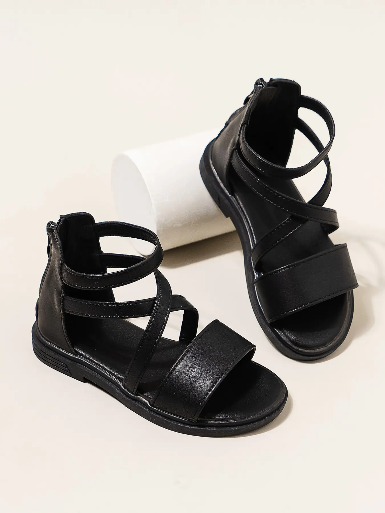 Cross Strap Roman Sandals, Summer, Hidden Zipper Back Design, Easy On-Off, Perfect for School, Park, Dress, Shorts, Casual Wear