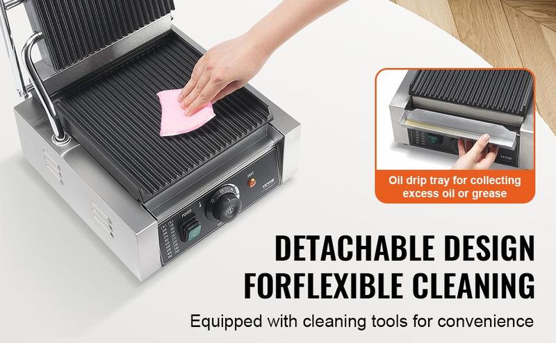 Spring new arrivals Commercial Panini Press Grill Electric Sandwich Maker Griddle Plate 9"x9"