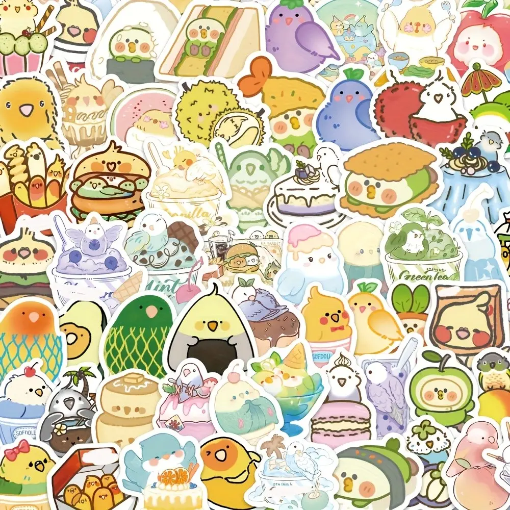100pcs Food Parrot Stickers, Creative Snack Decoration, Fun Food Art Stickers, Perfect for Parties & Events, Unique Gift Idea