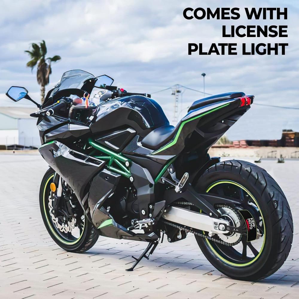 THE WELL KEPT License Plate Bracket For Motorcycle, Universal Curved Side License Plate Holder, Black