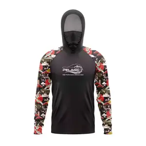2026 summer new lure fishing suit, summer camouflage with face mask, men's outdoor sun protection long sleeved quick drying fishing suit casual jacket ocean design