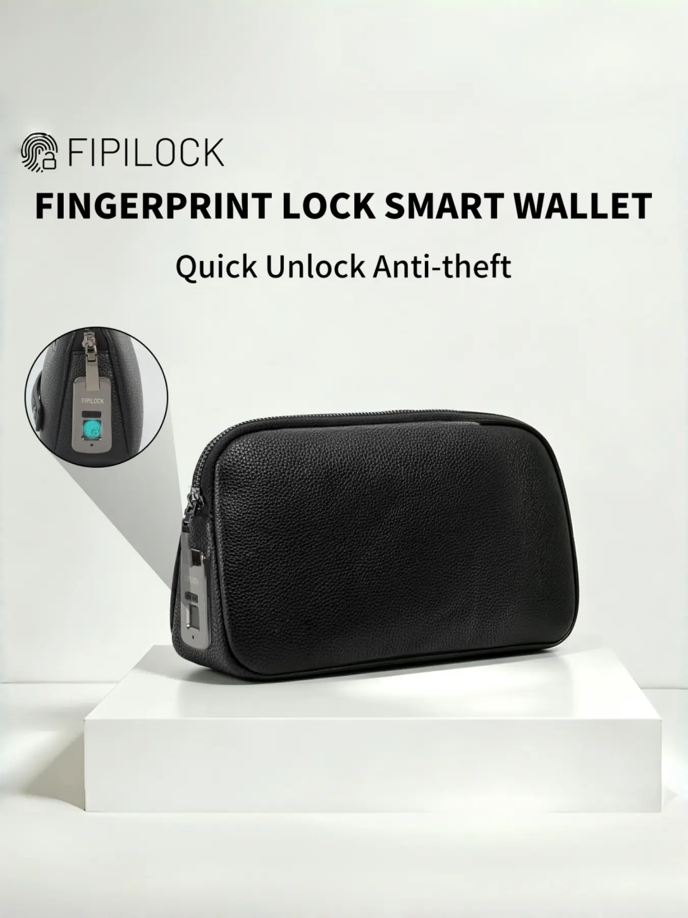 Fipilock Smart Fingerprint Unlock Handbag, Unisex Simple Anti-Theft Clutch, Large Capacity PU Half Moon Bag, Casual All Seasons Style