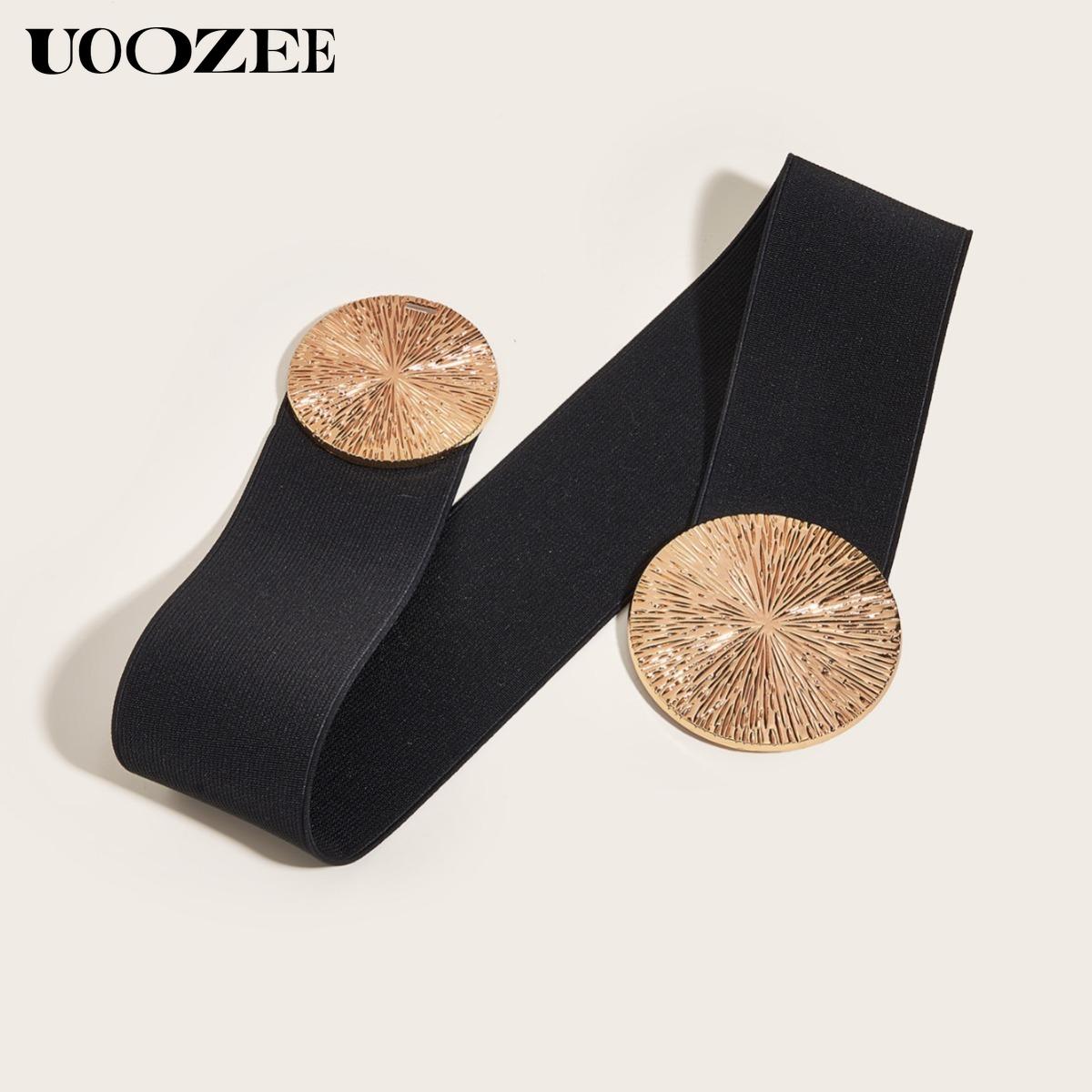 Fashionable European and American style belt for women to decorate coats and dresses, belts to tighten waist, elastic waistband for suits, wide Waist width 2.35inch, length 27inch, suitable for waist circumference 27~31.5inch Round Modern