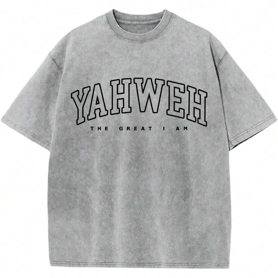 100%  Christian Yahweh Religious Shirts Jesus God Bible Verse Shirt Graphic Tees Acid Wash Tshirt  Tops- Unisex Women's & Men Campus Daily Wear