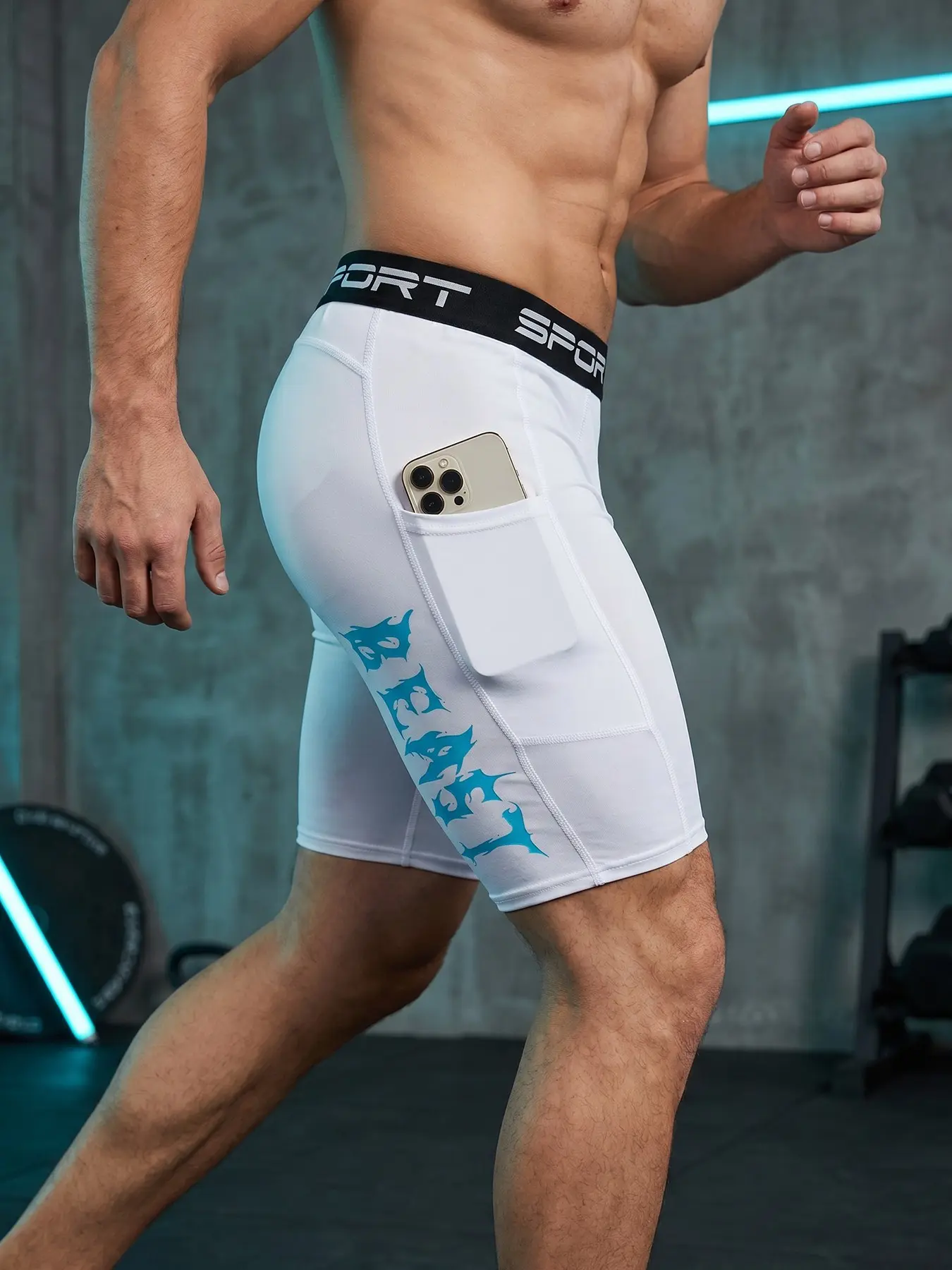 Men's Compression Gym Shorts with Side Pocket, Quick-Dry Anti-Friction Briefs, Ideal for Gym, Running, Cycling, Training
