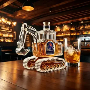 Unique Industrial Excavator Glass Bottle 11.5oz, Handcrafted Empty Decanter, Excavator Design, Industrial Theme, Perfect Gift for Mechanics & Bar Enthusiasts, Gift Ready