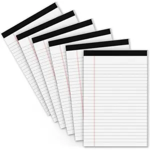 Legal Pads 5x8 Small Note Pads 5x8 Notepads for Work, 6 Pack Writing Pads 5x8 College Ruled Lined Paper Pads, Micro Perforated Decent 80 GSM 5x8 in Legal Note Pad Narrow Ruled, 30 Sheet per Notepad