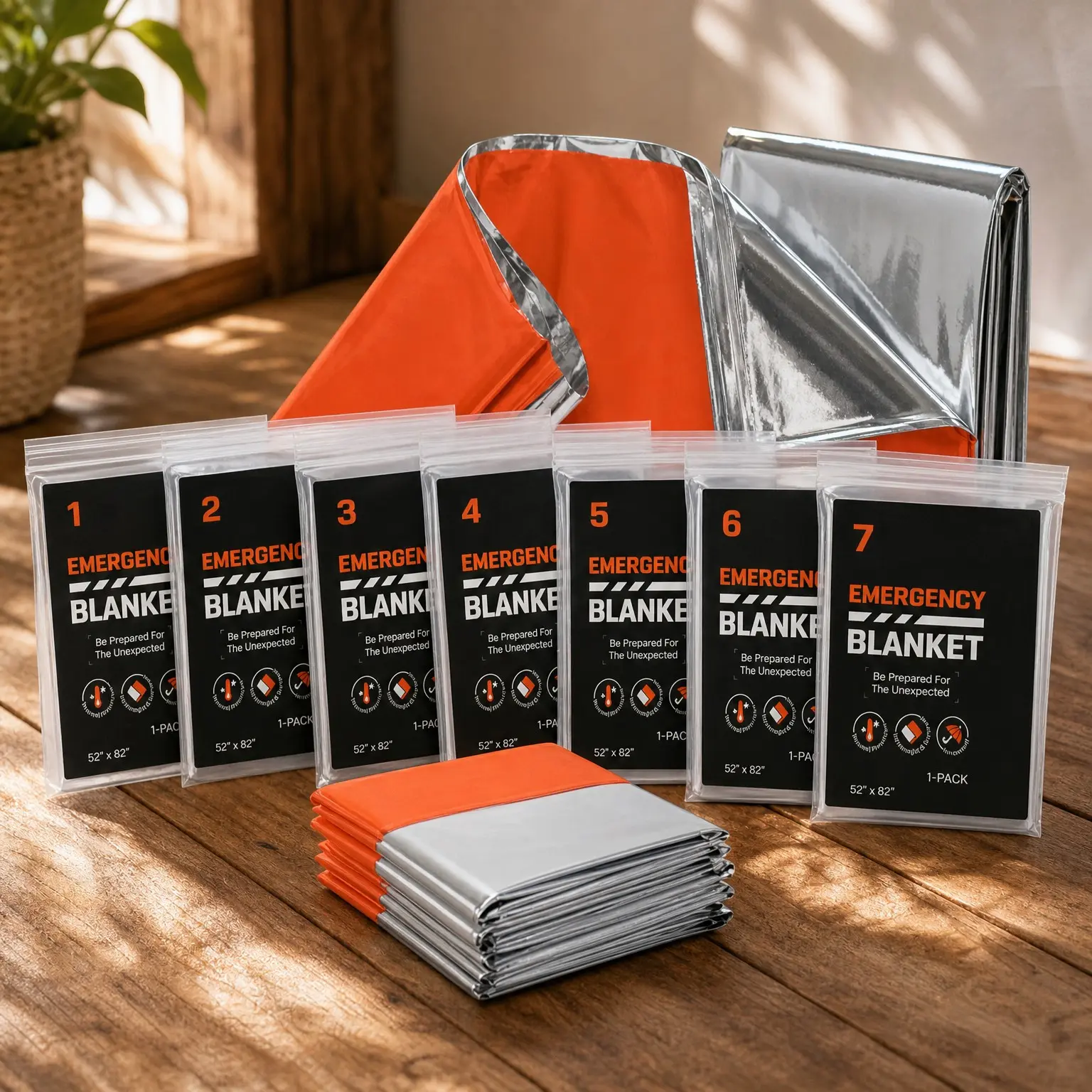 Mylar Blankets 8 Pack - Waterproof Rip and Tear Resistant Emergency Thermal Blankets for Outdoor Survival Gear