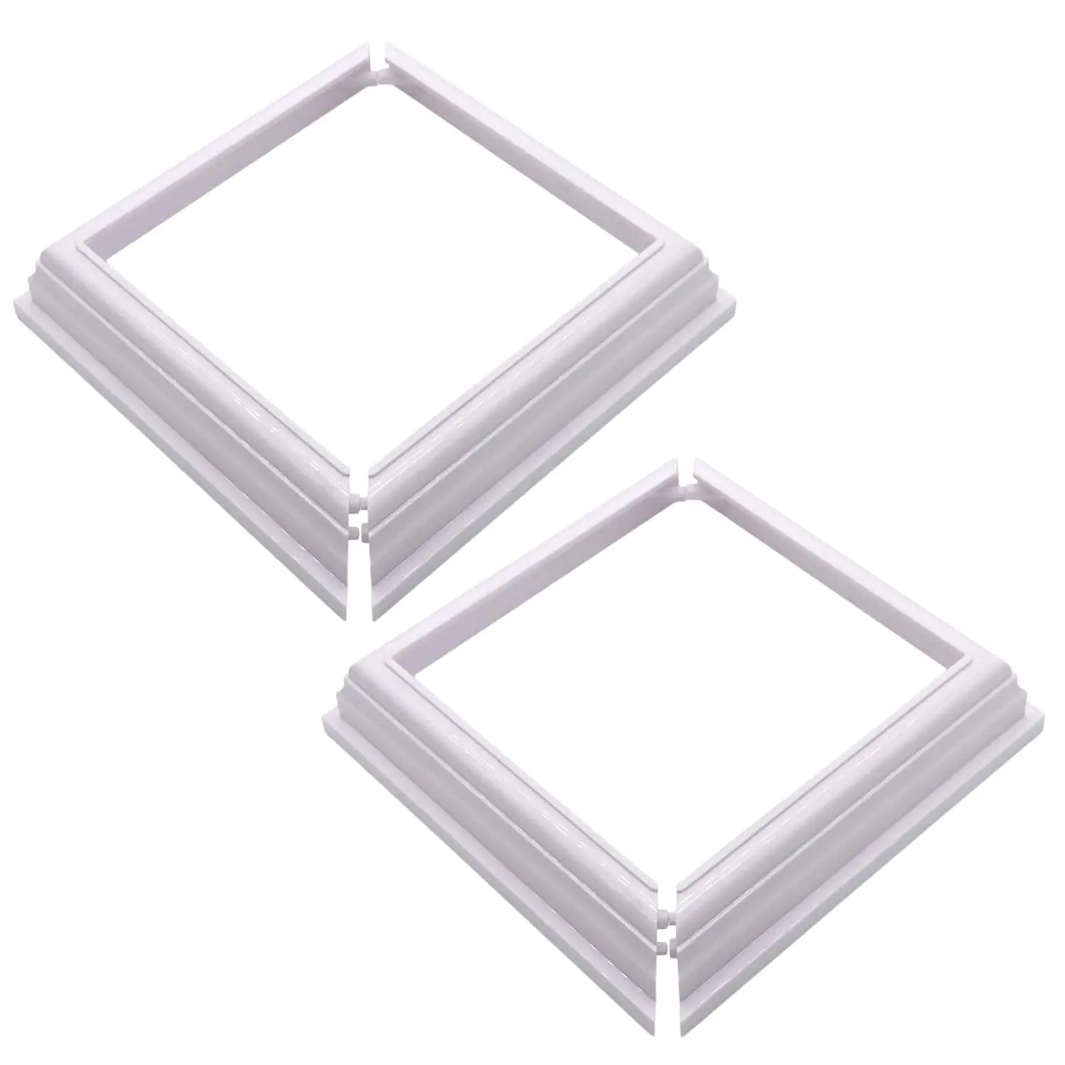 True 4 * 4inch 2 Packs Split Style Vinyl Fence  Skirt/White Color PVC  Cover/Skirt Shoe for Hand and Stair Rails, Two- England Base Trim Ring Railing