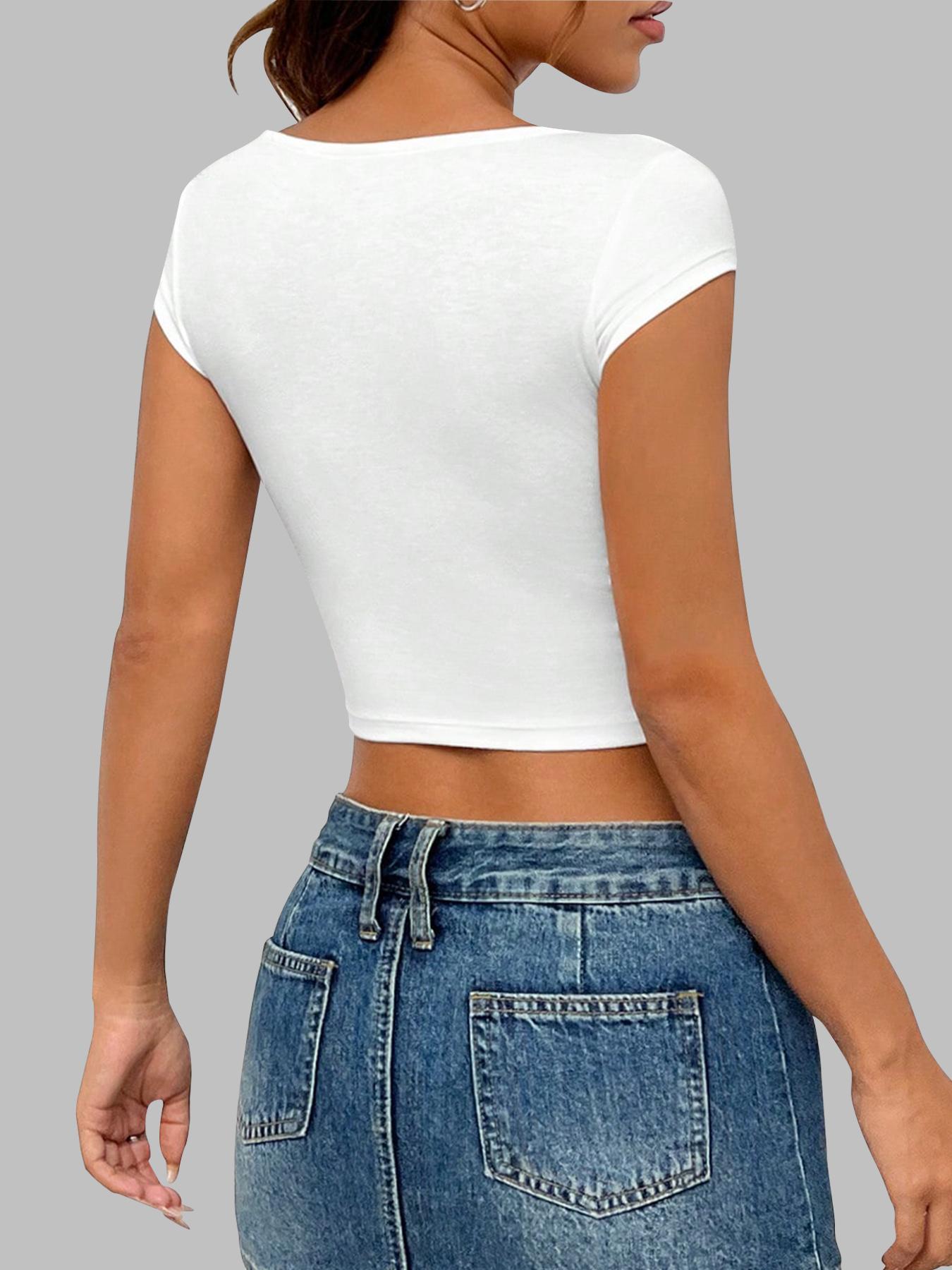 Women's Solid Color Tee, Casual Seamless Sleeveless T-shirt for Summer, Women's Clothing for Daily Wear, Womenswear