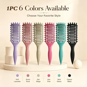 1PC Curl Defining Brush Comb – Minimal Aesthetic Style, Vented Hollow Design for Quick Drying, Detangling & Scalp Massage, Wet/Dry Styling Tool for Curly, Wavy & Coily Hair, For Women, Home/Salon, Define Curl Brush