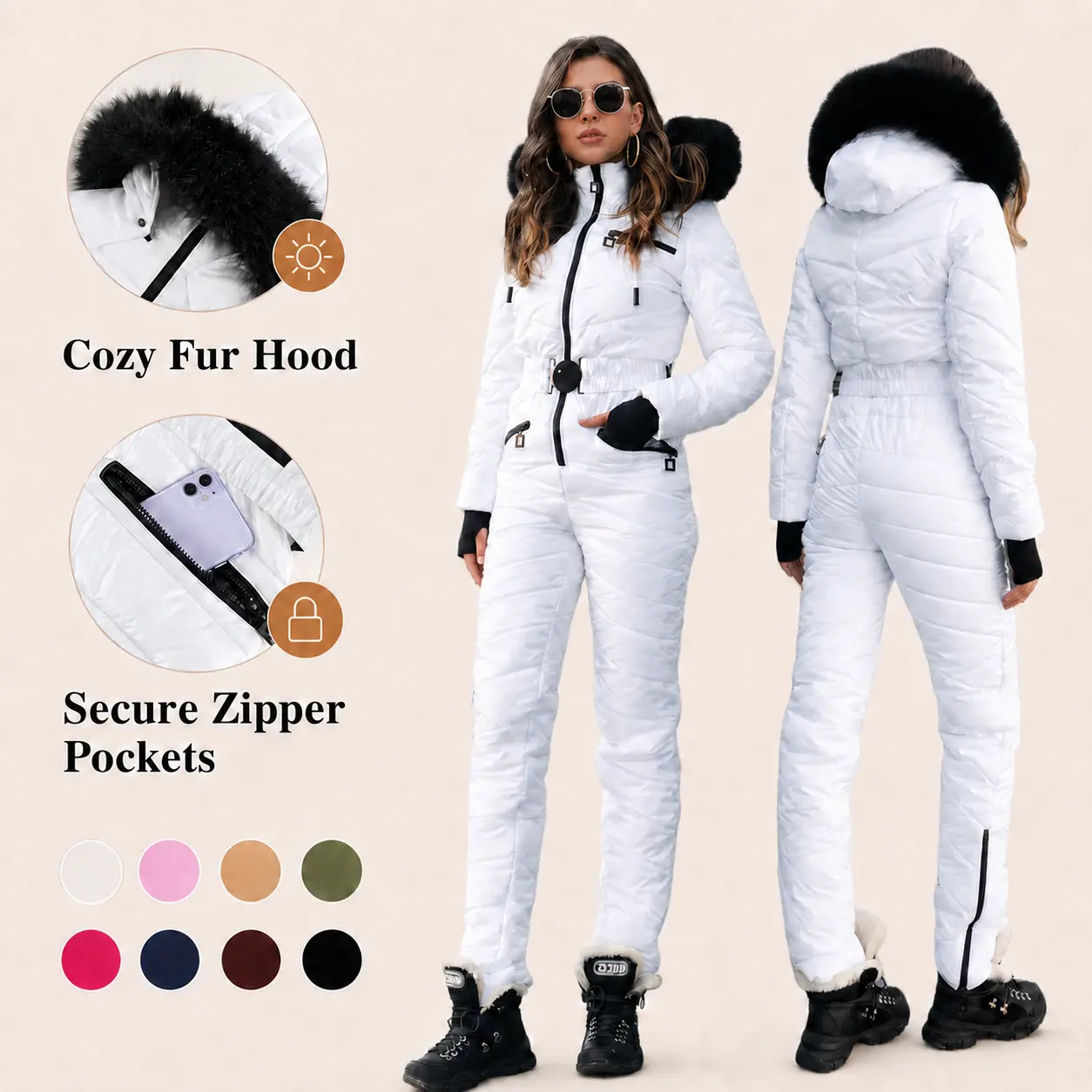 Imily Bela Womens Onesie Ski Suit Winter Outdoor Sports Waterproof Snowsuit Jumpsuits Jacket