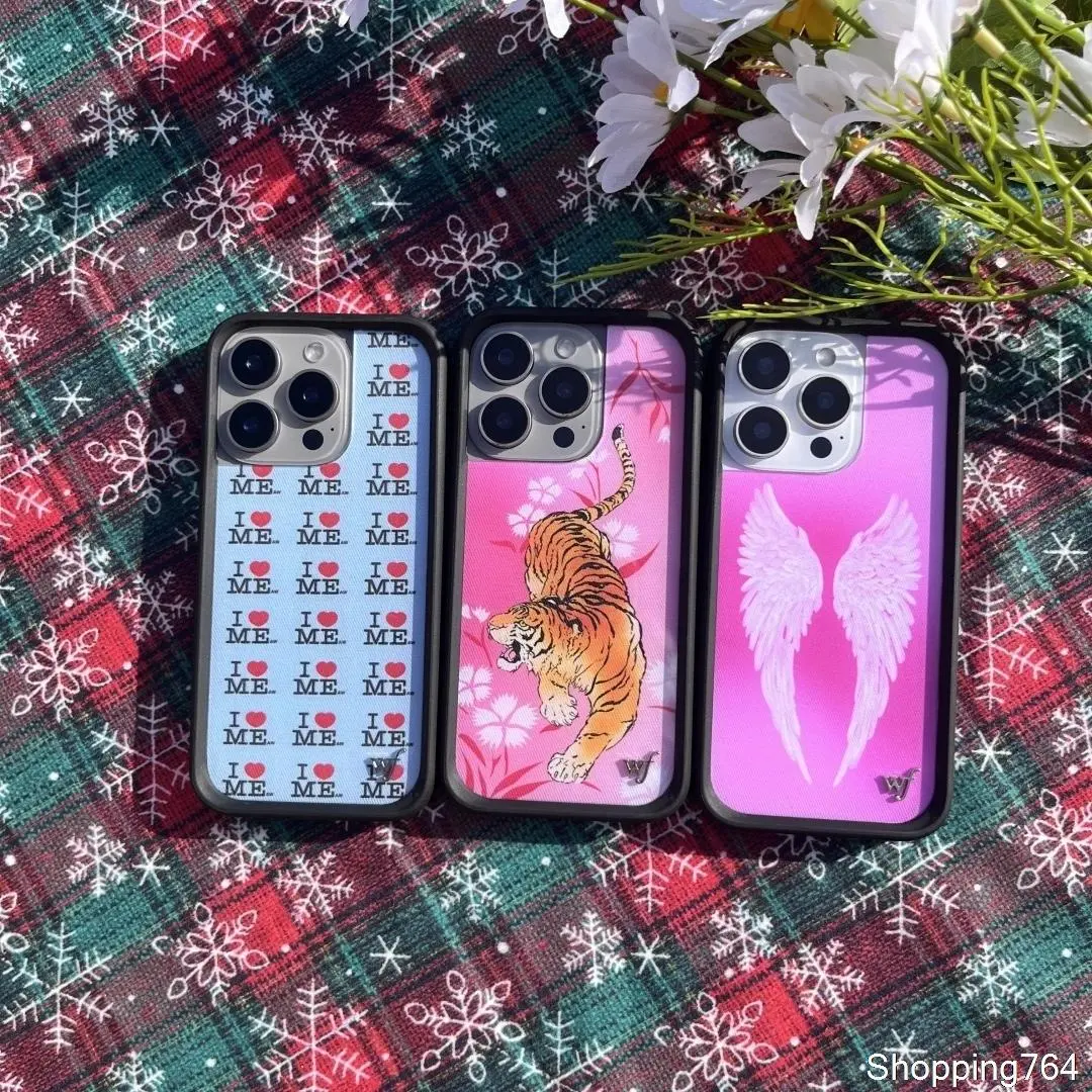 Angel Wing Wildflower Tiger Blossom Shockproof Smartphone Casing for iPhone 12-17, Pro, Max, Plus, Air - Protection Accessory with "Love Yourself" Design
