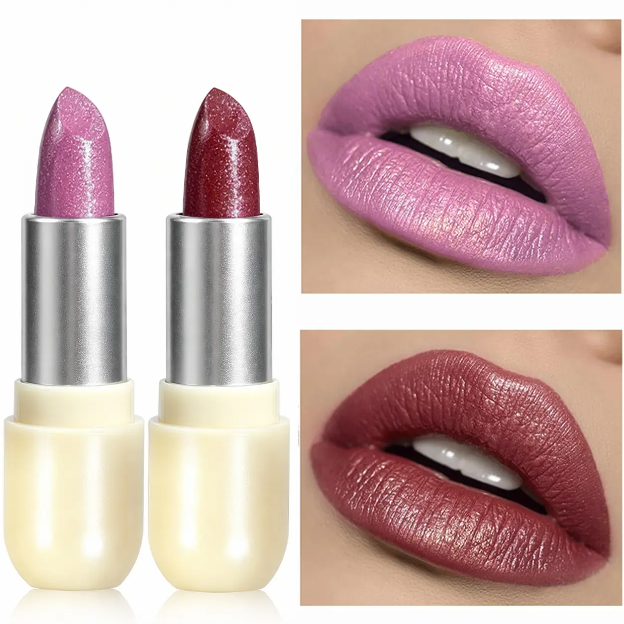 JUJU DREAM 2 Pack Crushed Fine Glitter Shimmery Matte Lipstick Set, Non-caking Velvet Texture With Ultra-fine Adhesive Glitter, One-swipe Rich Pigment, Lightweight Non-heavy Comfort All-day Wear, Perfect For Y2K Punk, Party Metallic Glitter Lip Makeup