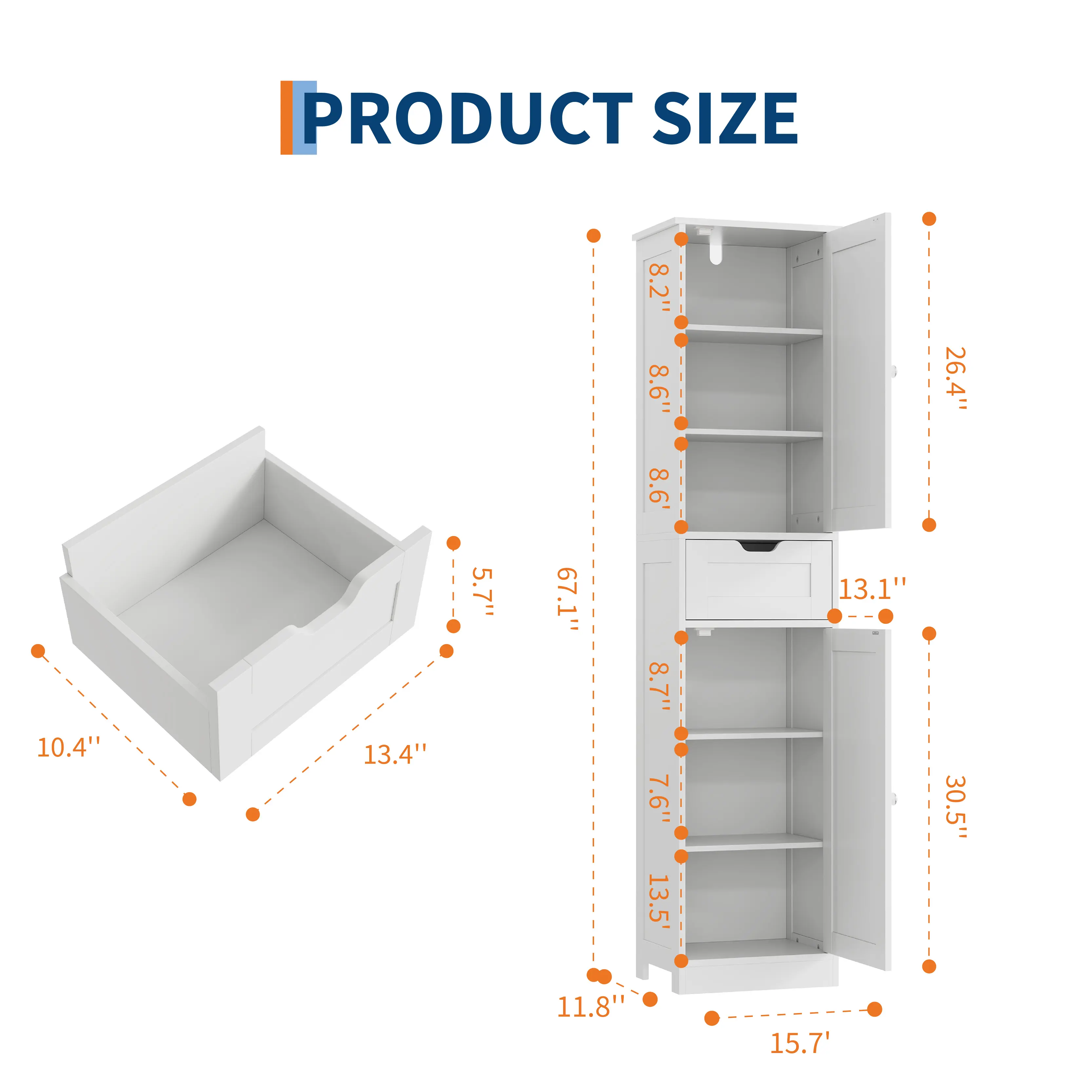 Slim Space-Saving Vertical Bathroom Storage Cabinet - Particle Board Organizer Rack - Modern Bathroom Storage Solution - Fits Washroom or Bathroom Décor