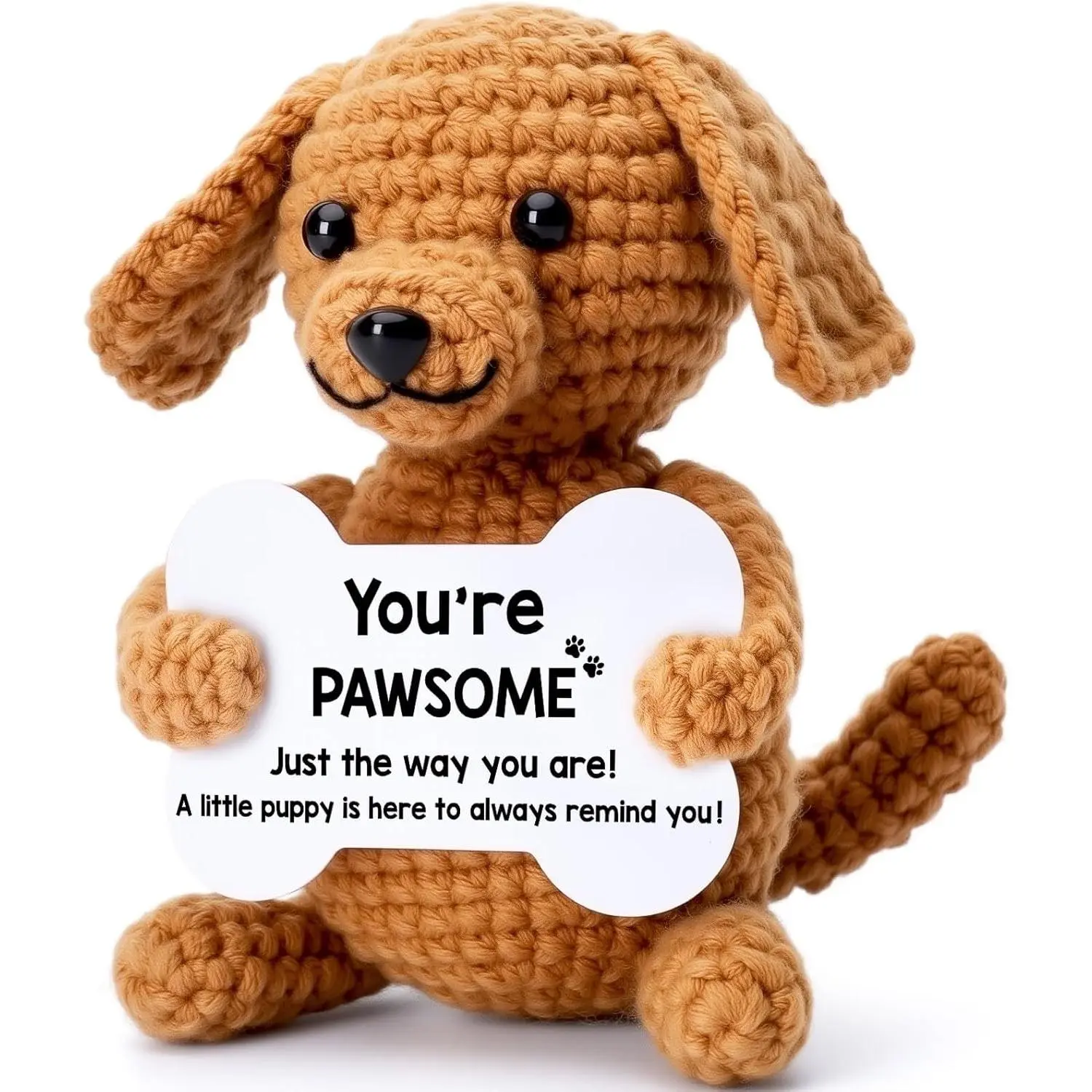 Funny Dog Gifts for Girls Boys Women Men Birthday Fathers Day Presents, Mini Cute Stuff Cool Things, Small Puppy Dog Stuffed Animal Plush, Emotional Positive Support Crochet Desk Decor Accessories