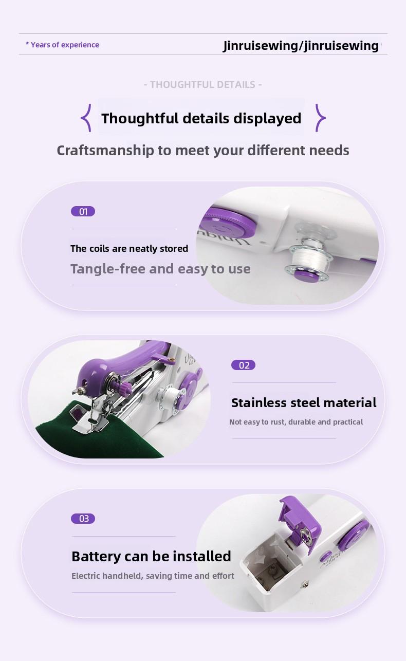 Handheld Electric Sewing Machine Compact Easy to Carry Resistant to Thread Breakage