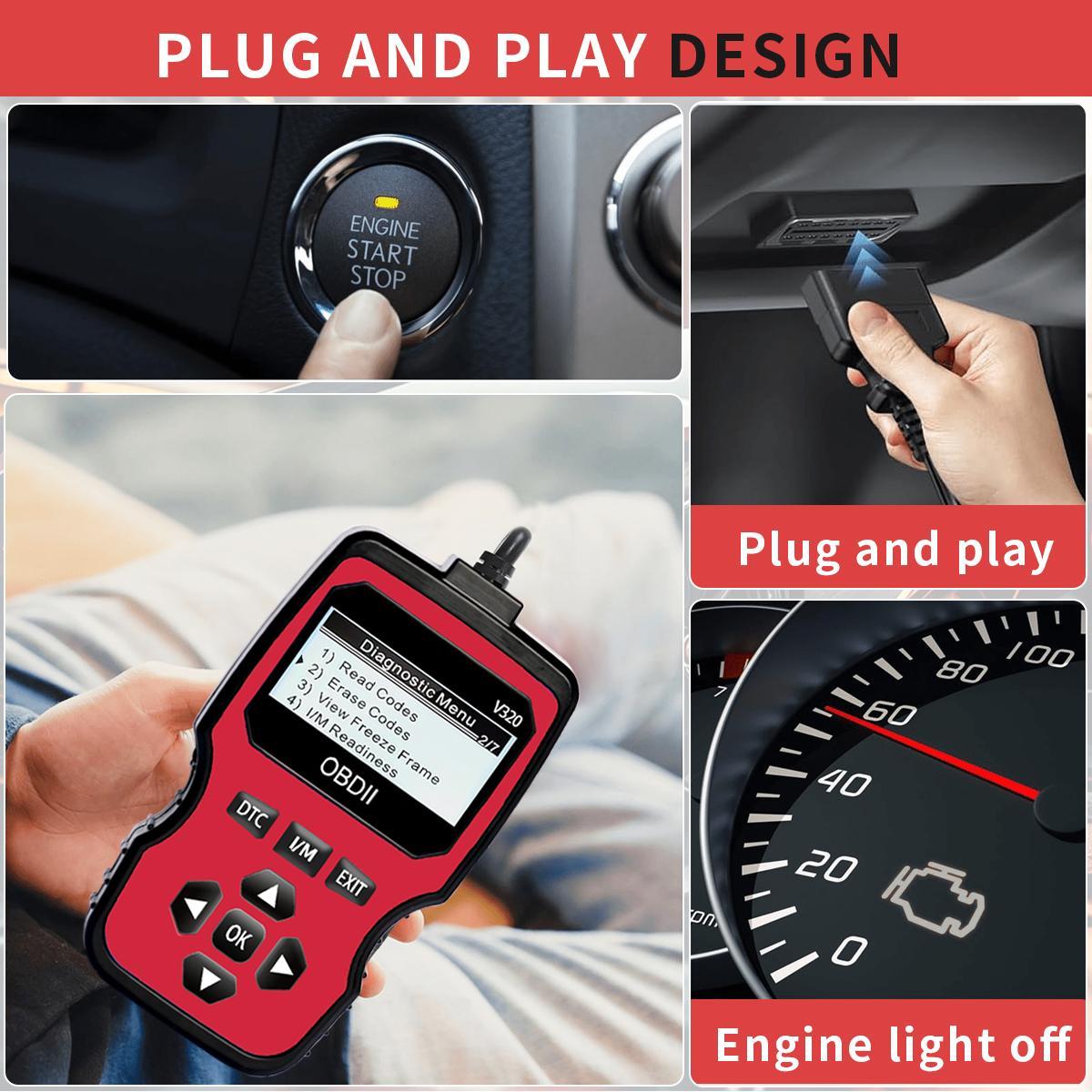 OBD2 Engine Fault Code Reader, Multifunctional Car Diagnostic Tool, Professional Car Scanner Diagnostic Tool for All OBD II Protocol Cars Since 1996, Automotive Diagnostic Tool