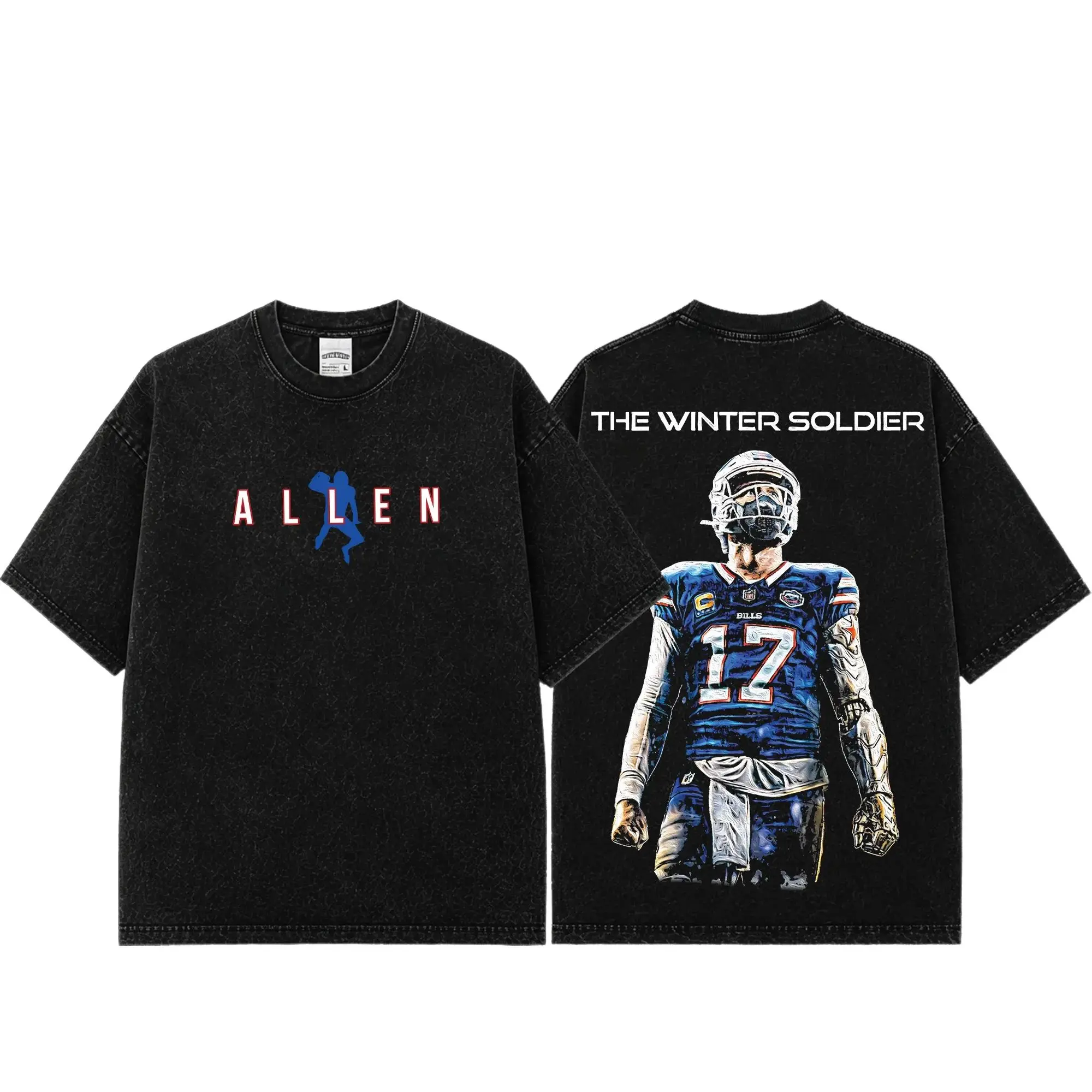 [Sale Up To 50%] Unisex Josh Allen#17 Premium Acid Washed Cotton T-Shirt, Buffalo Football Fan Graphic Tee, Vintage Game Day Shirt, Heavyweight Washed Tee, Unisex Football Apparel Gift