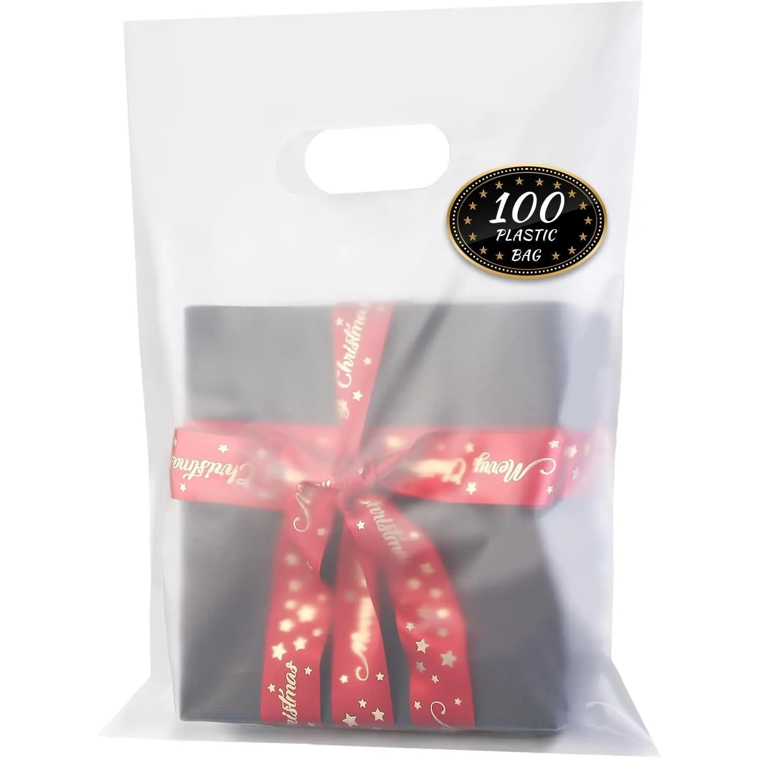 100 Pack Clear Plastic Bags, 9"x12" Merchandise Bags With  Cut Handles | Plastic Bags With Handles For Retail, Small Business, Boutique Stores, Gifts