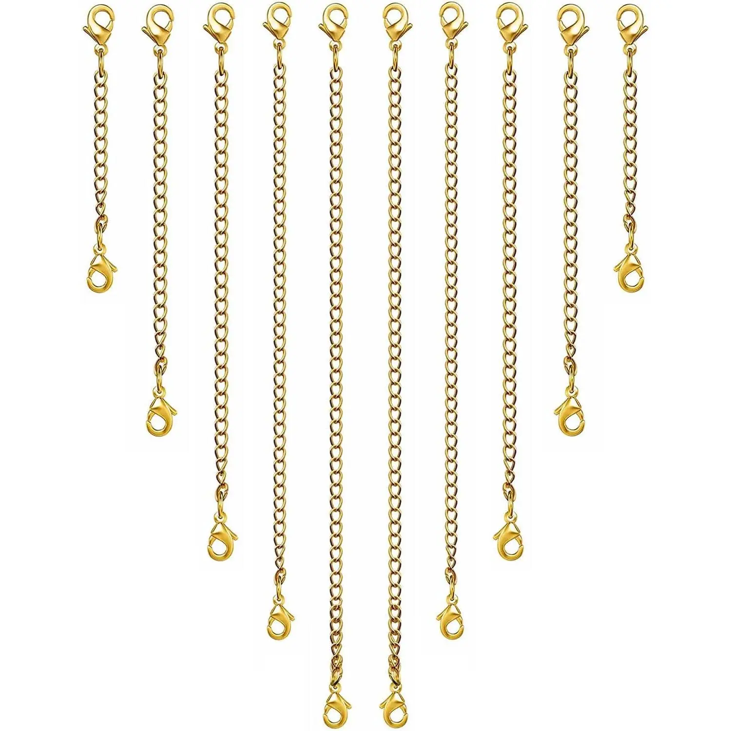 Necklace Extender 10 count Chain Extenders for Necklaces Bracelet, 14K  Plated Stainless Steel Extension Chain for Women  Making