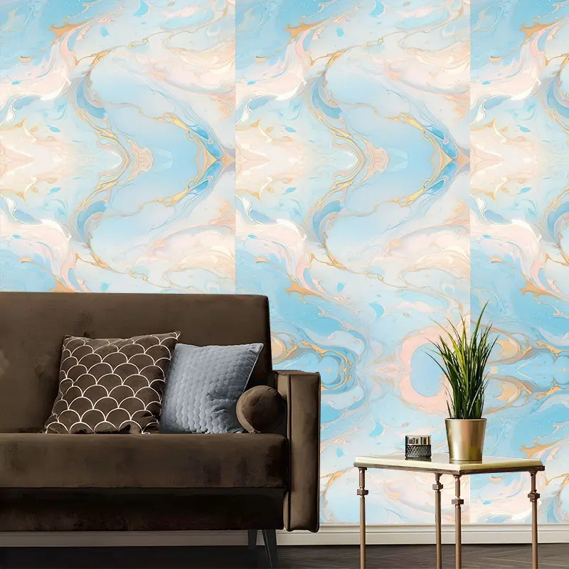Dreamy Blue Pink Liquid Art Marble Self Adhesive Wallpaper,Resistant Easy To Clean Self Adhesive Removable,No Residue, Reusable Durable Home Decoration,Suitable For Bedroom,Living Room, All Indoor Decor Surfaces,Perfect Gift for Home Decor Enthusiasts