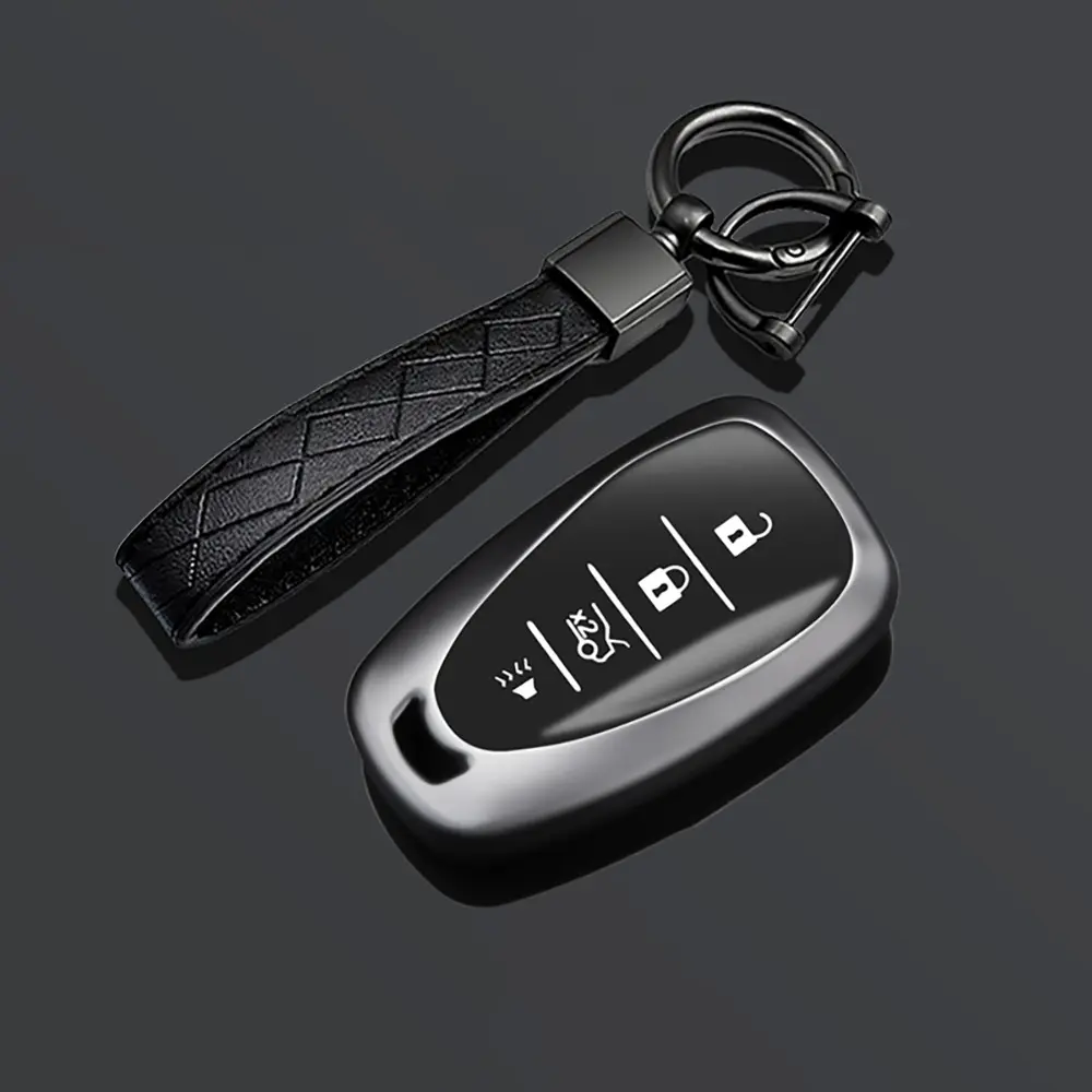 4 Button Tpu Car Key Cover, Key Fob Cover, Car Key Accessory, Compatible with Chevrolet Chevy Camaro Cruze Malibu Equinox Onix Spark Sonic Volt Series Accessories