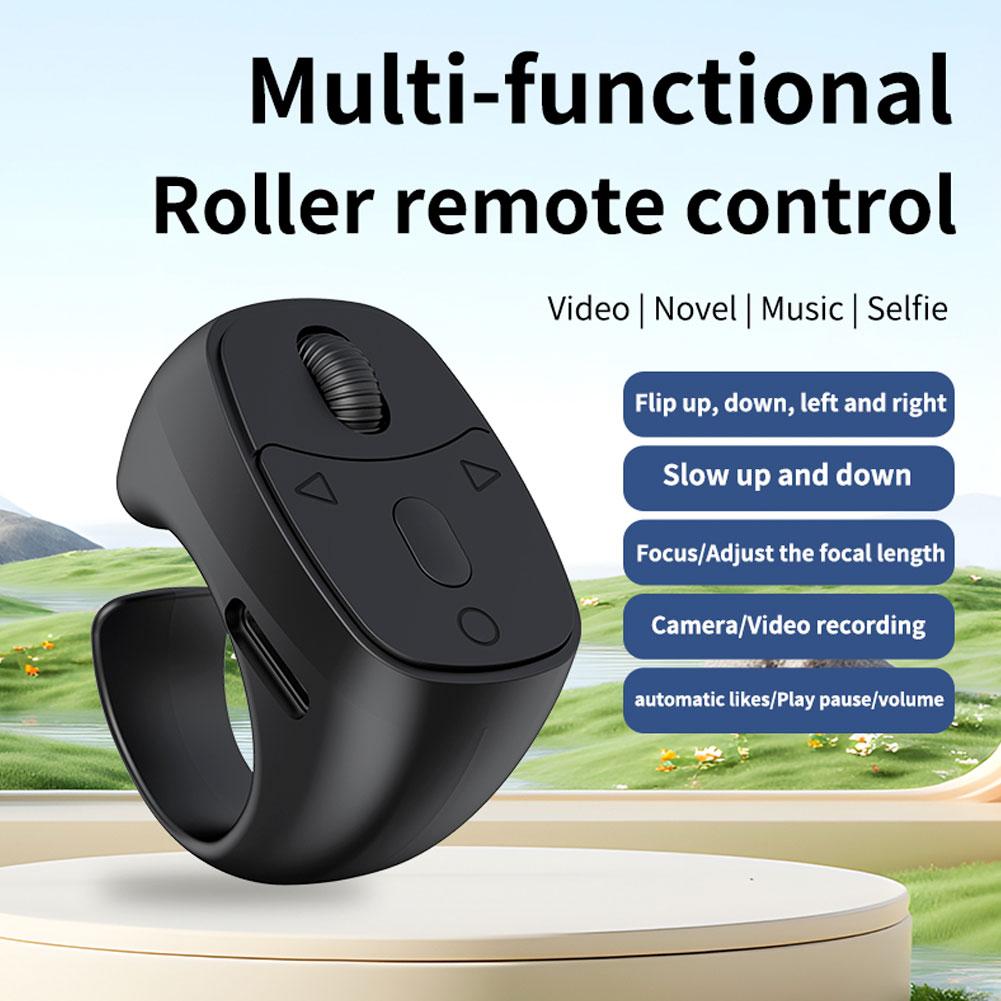 Wireless Bluetooth Remote Control Video Scrolling Ring Page Turner Rechargeable Scrolling Rings Ver. 5.3 BLE Class II 10m Range Type-C Charge 12hr Battery Life